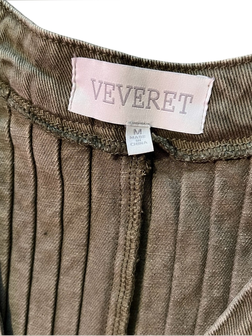 Vervet Olive Green Tie Front Romper Size Medium 100% Cotton - Picture 6 of 8